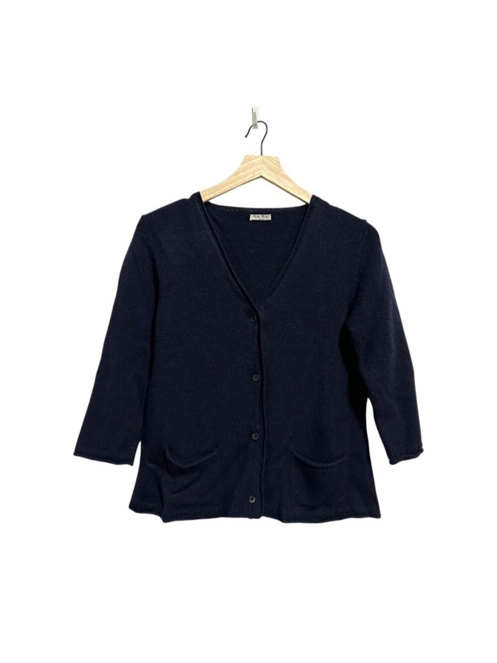 Miu Miu 100% Cashmere Cardigan‎ Navy Blue IT 44 Italy 2007 V Neck Sweater